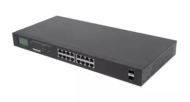 Intellinet Przełącznik Gigabit 16x RJ45, POE+, 2x SFP, LCD, Rack 19