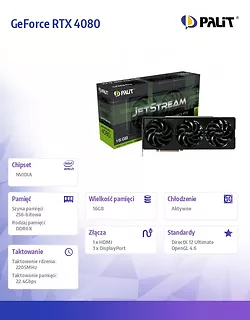 Palit Karta graficzna GeForce RTX 4080 JetStream 16GB GDDR6X 256bit HDMI/3DP