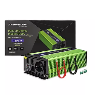 Qoltec Przetwornica napięcia Monilith | ładowanie baterii | UPS | 600W |1200W | 12V na 230V | Czysty Sinus