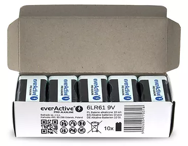 everActive Bateria alkaliczna R9/6LR61 9V PRO ALKALINE, Opakowanie 10 szt.