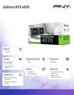 PNY Karta graficzna GeForce RTX 4070 12GB DUAL FAN VCG407012DFXPB1