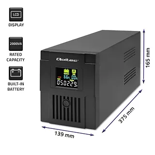 Qoltec Zasilacz awaryjny UPS | Monolith | 2000VA | 1200W | LCD | USB