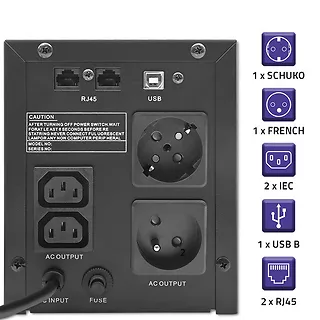 Qoltec Zasilacz awaryjny UPS | Monolith | 2000VA | 1200W | LCD | USB