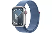 Apple Watch Series 9 GPS + Cellular, 41mm Koperta z aluminium w kolorze srebrnym z opaską sportową w kolorze zimowego błękitu