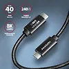 AXAGON BUCM4X-CM10AB Kabel USB-C - USB-C, USB4 Gen 3x2 1m, PD 240W, 8K HD, ALU, oplot Czarny