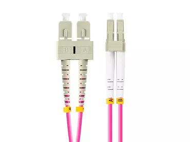 Lanberg Patchcord światłowodowy mm lc/upc-sc/upc duplex 3.0mm om4 50/125 2m fioletowy