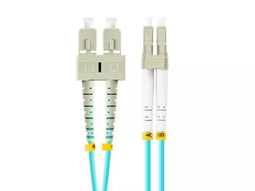 Lanberg Patchcord światłowodowy mm lc/upc-sc/upc duplex 3.0mm om3 50/125 1m aqua