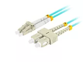 Lanberg Patchcord światłowodowy mm lc/upc-sc/upc duplex 3.0mm om3 50/125 1m aqua