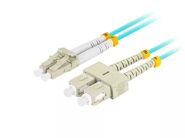 Lanberg Patchcord światłowodowy mm lc/upc-sc/upc duplex 3.0mm om3 50/125 1m aqua