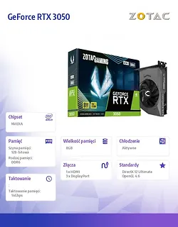 ZOTAC Karta graficzna GeForce RTX 3050 ECO SOLO 8GB GDDR6 128bit 3DP/HDMI