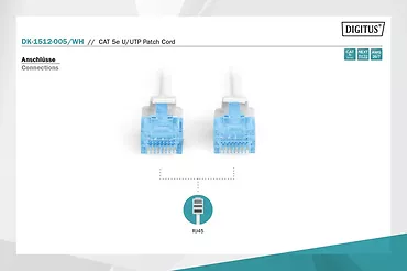 Digitus Patch cord U/UTP kat.5e PVC 0,5m Biały