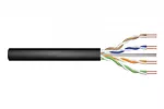 Digitus Kabel teleinformatyczny instalacyjny zewnętrzny żelowany kat.6, U/UTP, Fca, drut, AWG 23/1, PE, 305m, czarny, szpula