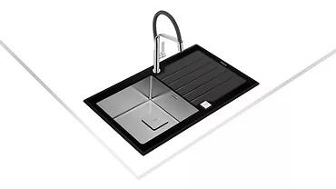 TEKA Zlewozmywak szklany DIAMOND LUX 1B 1D 86 czarny