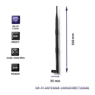 Qoltec Antena Wi-Fi dookólna | 9dBi | 38cm