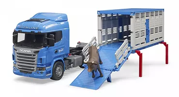 BRUDER Ciężarówka Scania R do przewozu zwierząt z krową