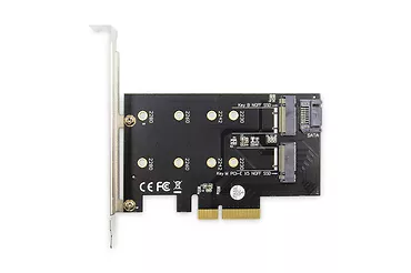 Digitus Karta rozszerzeń (Kontroler) M.2 NGFF/NVMe SSD PCIe 3.0 x4 SATA 80, 60, 42, 30 mm