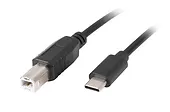 Lanberg Kabel  USB-C(M)->USB-B(M) 2.0 1.8m czarny