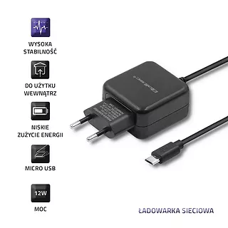 Qoltec Ładowarka sieciowa 5V | 2.4A | 12W | Micro USB | Czarna