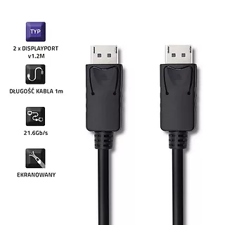 Qoltec Kabel DisplayPort v1.2 męski | DisplayPort v1.2 męski | 4K | 1m