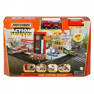 Mattel Zestaw z garażem Matchbox Prawdziwe Przygody Straż Pożarna