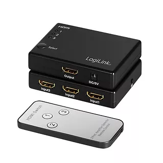 LogiLink Przełącznik Switch 3x1 HDMI, 1080p 60Hz, z pilotem