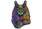 Wooden City Puzzle drewniane 3D Tęczowy kot Rainbow wild cat M
