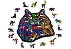 Wooden City Puzzle drewniane 3D Tęczowy kot Rainbow wild cat M
