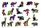 Wooden City Puzzle drewniane 3D Tęczowy kot Rainbow wild cat M
