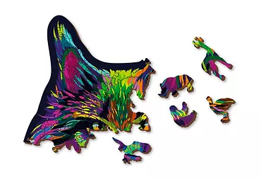 Wooden City Puzzle drewniane 3D Tęczowy kot Rainbow wild cat M