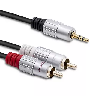 Qoltec Kabel 2xRCA / Mini Jack 3.5mm | 1m | czarny