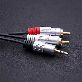 Qoltec Kabel 2xRCA / Mini Jack 3.5mm | 2m | czarny