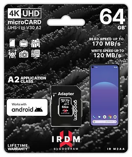 GOODRAM Karta pamięci microSD IRDM 64GB UHS-I U3 A2  + adapter