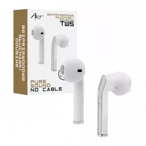 ART Słuchawki BT z mikrofonem TWS (microUSB)  Białe/srebrne