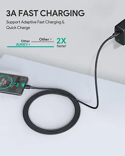 AUKEY CB-CD37 zestaw 4 szt. nylonowych kabli Quick Charge USB C -USB C | 0.3m 1m 2m 3m | 4 szt. | 5 Gbps | 3A | 60W PD | 20V
