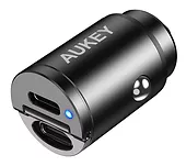 AUKEY CC-A4 Mini aluminiowa ładowarka samochodowa 2xUSB-C PD Power Delivery Quick Charge 3.0 30W 6A PPS