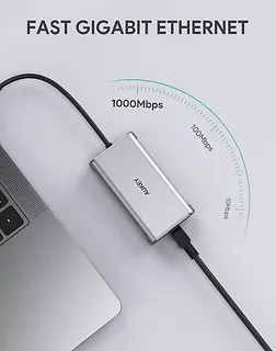 AUKEY CB-C91 aluminiowy HUB USB-C | 8w1 | RJ45 Ethernet 10/100/1000Mbps | 3xUSB 3.1 | HDMI 4k@30Hz | SD i micro SD | USB-C Power Delivery 100W