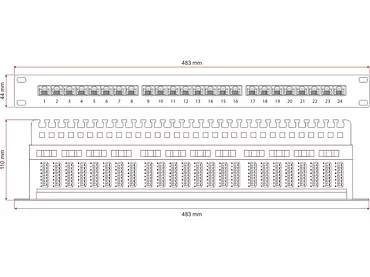 ALANTEC Patch panel UTP kat.5e 24 porty LSA z półką 1U