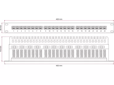 ALANTEC Patch panel STP kat.6A 24 porty LSA 1U