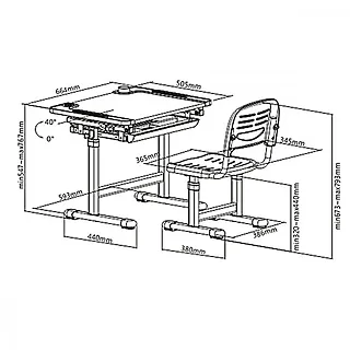 Maclean Biurko ergonomiczne dla dzieci z krzesłem Ergo Office ER-418