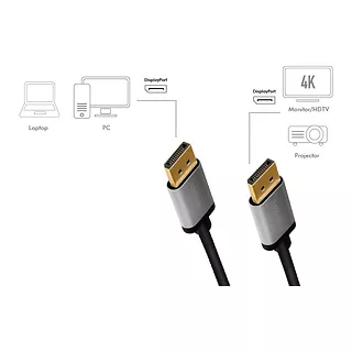 LogiLink Kabel DisplayPort 4K/60 Hz,DP/M do DP/M aluminium 2m