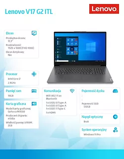 Lenovo Laptop V17 G2 82NX00FXPB W11Pro i7-1165G7/16GB/512GB/MX350 2GB/17.3 FHD/3YRS OS