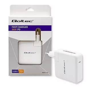 Qoltec Ładowarka sieciowa FAST 96W | 5-20V | 3-4.7A | USB C PD | Biała