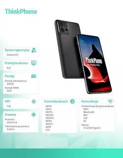 Motorola Smartfon ThinkPhone 8/256 GB Carbon Black