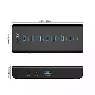 AUKEY CB-H3 aktywny HUB USB | 7w1 | 7xUSB 3.0