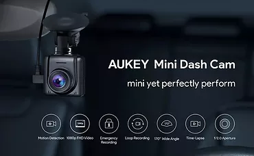 AUKEY DRA5 Kamera samochodowa Rejestrator | Full HD 1920x1080@30p | 170° | microSD | 1.5" LED