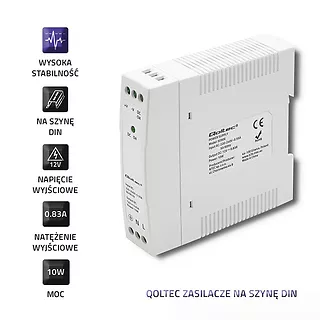 Qoltec Zasilacz na szynę DIN | 10W | 12V | 0.83A | Biały | Slim