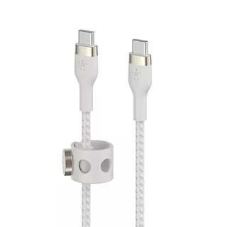 Belkin Kabel BoostCharge USB-C/USB-C silikonowy w oplocie 2m, biały