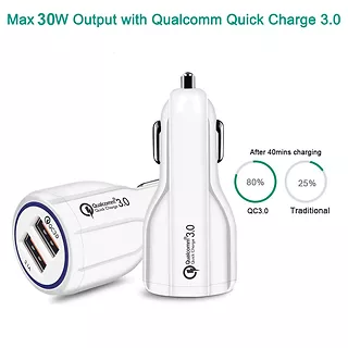 Maclean Ładowarka samochodowa QC 3.0 2xUSB MCE478 W Biała
