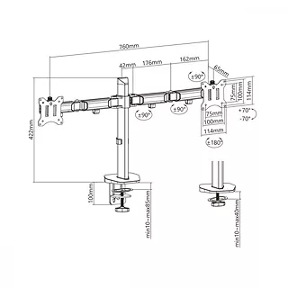 Maclean Uchwyt przegubowy na dwa monitory deluxe Ergo Office ER-449