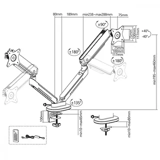 Maclean Uchwyt na dwa monitory gamingowy NanoRS RS166